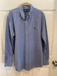 Ralph Lauren Herren Button-Down L/S Hemd Größe Large L blau kariert Classic Fit - Bild 1 von 5