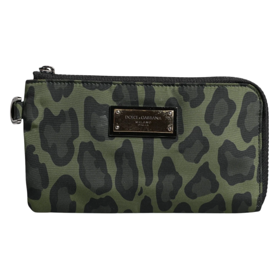 DOLCE & GABBANA Bolso Verde Leopardo Cuero Logo Placa Kit Multifuncional 870usd Foto 1 de 4