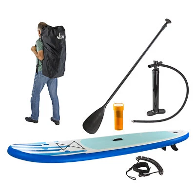 SUP Stand Up Paddle Board 305x81 cm Surfboard blau aufblasbar + Paddel + Zubehör - Bild 1 von 4