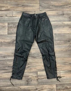 Vintage IXS Women's Black Leather Motocycle Racing Pants - Picture 1 of 9