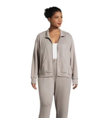 Chaqueta deportiva AVIA para mujer talla 2X 20W-22W bolsillos delanteros con cremallera marrón topo nueva Foto 1 de 4