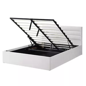Ottoman Bed Frame Underbed Storage & Mattress Luxury Padded Velvet Upholstery - Picture 1 of 60