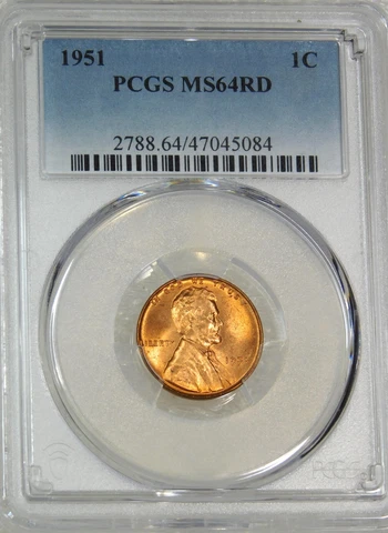 1951 P Lincoln Wheat Cent PCGS MS64RD Bright Red Super Luster Just Graded #E346 Cover