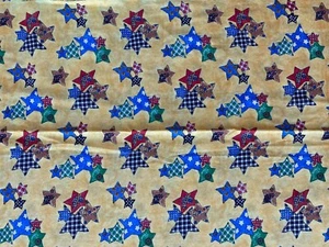 ERLANGER BLUMGART~Julie Borshak~STITCHED STARS~Yellow Blue Green Red~PATCHWORK~ - Picture 1 of 3