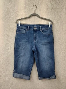 Style Co Women Short 6 Blue Cotton Blend Straight Skimmer Denim Bermuda Fit - Picture 1 of 19