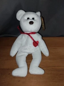 TY Beanie Baby Valentino orsacchiotto bianco naso marrone 1993 - Foto 1 di 6