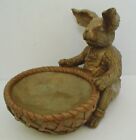 Bunny Rabbit French Country Primitive Decor Resin Bronze Basket Dish  Candy 