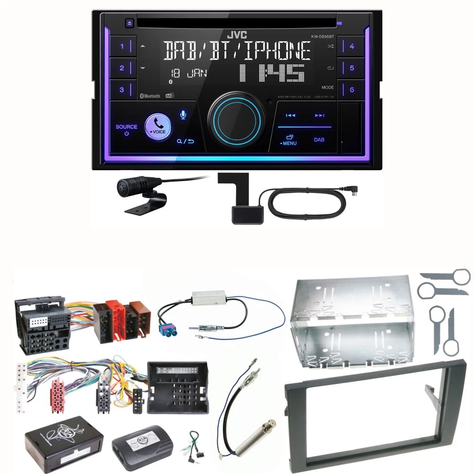 JVC KW-DB95BT Bluetooth Digitalradio Einbauset für Audi A4 B6 B7 Seat Exeo - Bild 1 von 1
