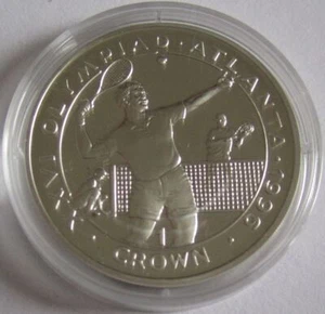 Gibraltar 1 Crown 1996 Olympia Atlanta Tennis Silber - Bild 1 von 2
