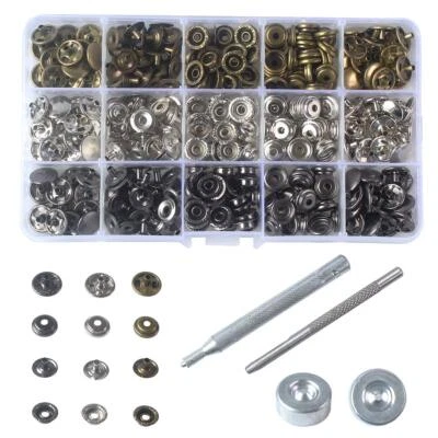 60 Sets 15mm 5/8" Mixed Heavy Duty Snap Fasteners Kit Metal Snaps for Leather... - Image 1 of 4