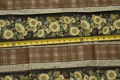 33" Largo, Cuadros y Rayas Florales en Algodón Marrón y Tostado, Benartex, N5090 Foto 1 de 4