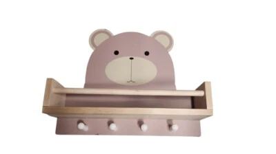 Estante y ganchos con cabeza de oso para colgar artículos en guarderías o habitaciones infantiles 13" x 16" Foto 1 de 4