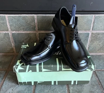 Zapatos de vestir Oxford Delli Aldo para hombre de cuero negro con cordones punta cuadrada talla 7 Foto 1 de 4