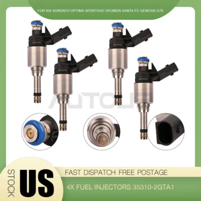 Inyectores de combustible 4 piezas 353102GTA1 para Kia Sorento Optima 2018 Hyundai Santa Fe 2019 Foto 1 de 4