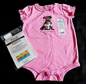 NEW Okie Dokie Pink Bodysuit with FREE Trimfit Tights  3/6 M  Baby Girl - Picture 1 of 11