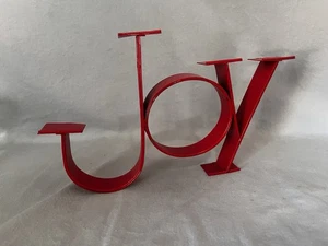 Red JOY strap metal Christmas Decor Tender Heart Treasure - Picture 1 of 10