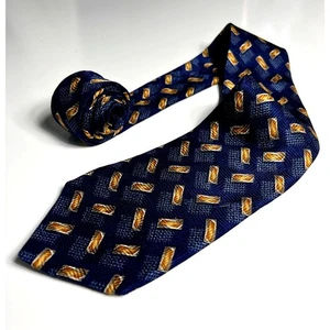 Robert Talbott USA Made Men's Necktie Blue Gold Finest Silk Geometric Neck Tie - Picture 1 of 8