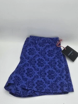 Pantalones Cortos Chinos Para Mujer CYNTHIA ROWLEY Azul Real/Negro Estampado Damasco Talla 2 Foto 1 de 4