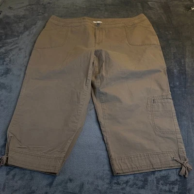 Pantalones cargo capri Coldwater Creek para mujer W20 corbata al tobillo informales caqui beige Foto 1 de 4