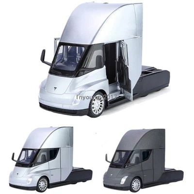 1:32 Tesla Semi Truck Model Diecast Toy Cars Toys for Boys Kids Gifts Doors Open - Image 1 of 4