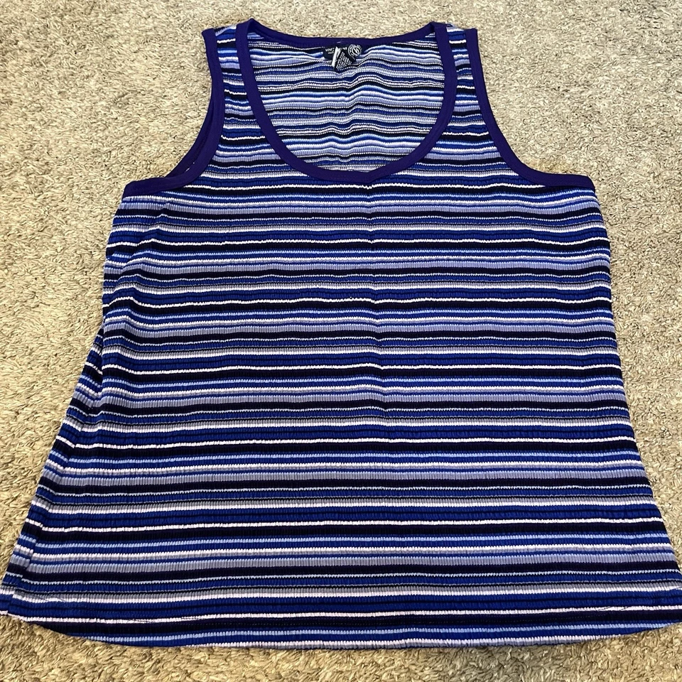 Blusa sin mangas vintage Y2k años 90 Venezia mujer 18/20 púrpura rayas boho playa EE. UU. Foto 1 de 4