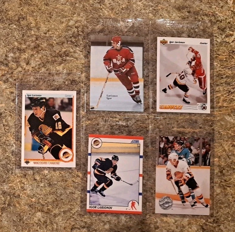 (5) Igor Larionov 1990-91 Upper Deck Rookie card RC Score 1991-92 Pro Red Ace  - Image 1 of 4