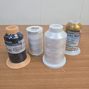 Gutermann & Mettler Sewing & Embroidery Thread Set of 4 Black White Gold - Picture 1 of 6