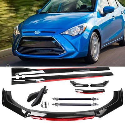 Gloss Black Red Front Bumper Lip Spoiler Splitter For Toyota Yaris/ R Body Kit - Изображение 1 из 4