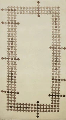 Alfombra marfil con acento nepalí 3x5 anudada a mano lana/seda con patrón de bordes alfombra Foto 1 de 4