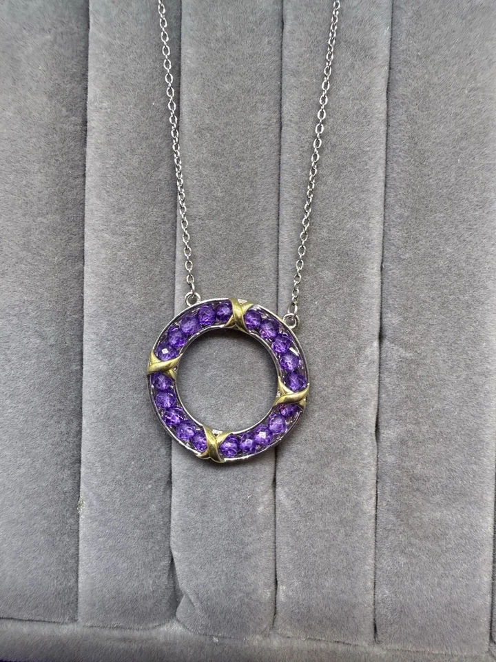 Ameth. Colgante circular. Oro X’s espaciado, piedra. Chan. Juego, St. St. 18 in. 2 in ext Foto 1 de 4