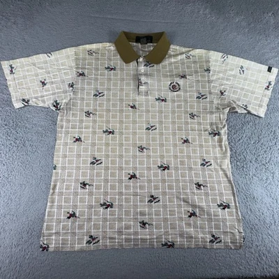 Camisa de golf Lyle & Scott vintage para hombre grande dorada blanca estampada hecha en EE. UU. Foto 1 de 4