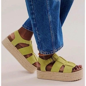 Sandalias planas Free People Marine Dream zapatos gamuza verde pistacho 37 - Imagen 1 de 7