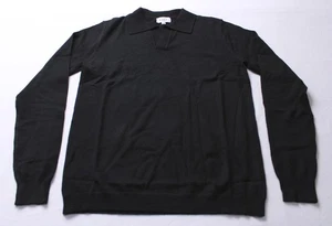 CALI Men's Long Sleeve Rockefeller Knitted Polo Shirt EH6 Black Small NWT - Picture 1 of 3