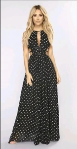 New Fashion Nova Had Your Shot Black + White Polka Dot Dress - Size Small - NWT - Picture 1 of 2