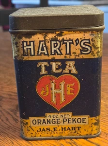 Vintage Hart's Orange Pekoe 4oz Tea Tin - Picture 1 of 8