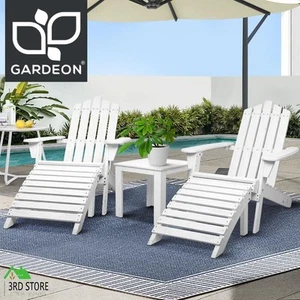 Gardeon Outdoor Sun Lounge Beach Chairs Table Setting Wooden Adirondack Patio - Picture 1 of 12