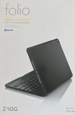 New ZAGG Folio Case, Hinged with Bluetooth Keyboard for I PadAir - Black - Image 1 of 3