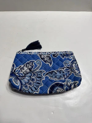 Modella Cosmetic Bag Small Blue Paisley Design Zip Up - Image 1 of 4
