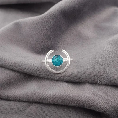 Venta Año Nuevo Apatita Minimalista Banda Única Aniversario Anillo Joyería Plata 925 Foto 1 de 4