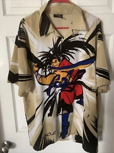 Cool J Samurai Button Hawaiian Shirt Aloha Samurai  Japanese Lovers Casual - Picture 1 of 7