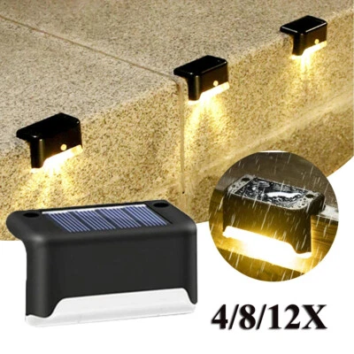 4-12x LED Solarleuchten Zaunleuchte Wandlampen Gartenleuchte Außen Treppen Lampe - Bild 1 von 4