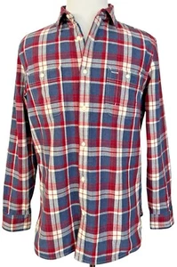 Nordstrom Button Up Shirt Men's Large Trim Fit Long Sleeve Gray Red Plaid Cotton - Picture 1 of 11