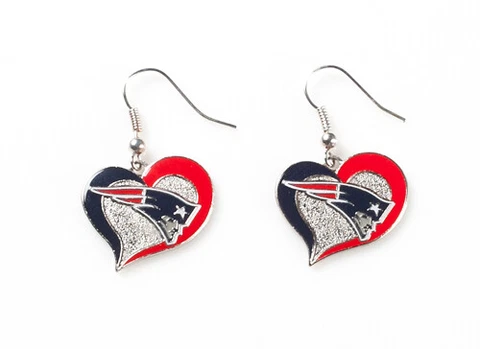 New England Patriots Swirl Heart Earrings NFL New Cover
