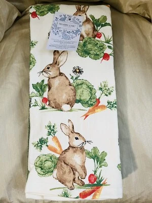 Juego de 3 toallas de cocina Shabby Chic Bunny, zanahorias, lechuga, rábano Foto 1 de 4