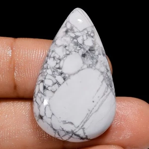 34 Ct. Cts Natural Howlite Pear Cabochon Artisan Pendant Supply 33X20X6 mm - Picture 1 of 5