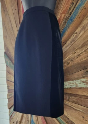 Falda Vintage Carolina Herrera Lana/Terciopelo Talla 8 Hecha en USA Foto 1 de 4