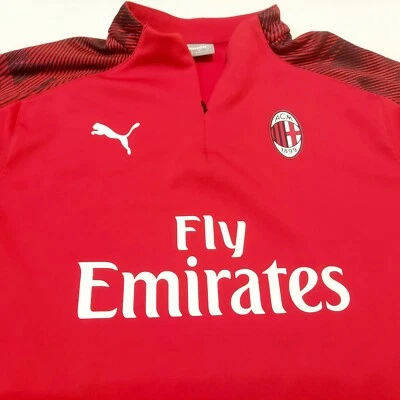 Pullover AC MILAN Puma 1/4 Cremallera Para Mujer M Rojo Mosca Emirates Forrado de Vellón Celda Cálida Foto 1 de 4