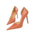 Women's High Heel Half-D'orsay Pumps Faux Leather Pointed Toe Dress Shoes