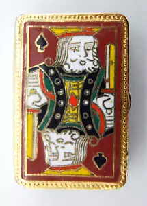 VINTAGE CINESE Cloisonné carte da gioco King of Pides PILL BOX CON DRAGHI CF140 - Foto 1 di 11