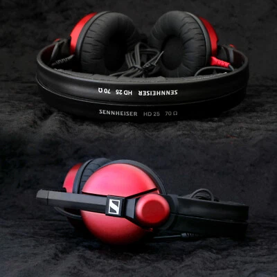 Sennheiser HD25 with Red Aluminium Earcups and Hinges Custom Cans - Image 1 of 3